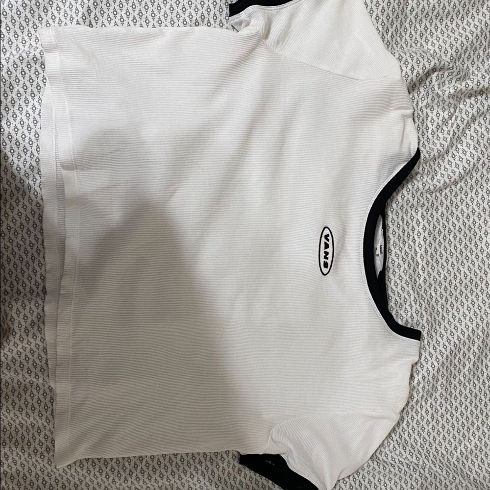 white and black vans shirt